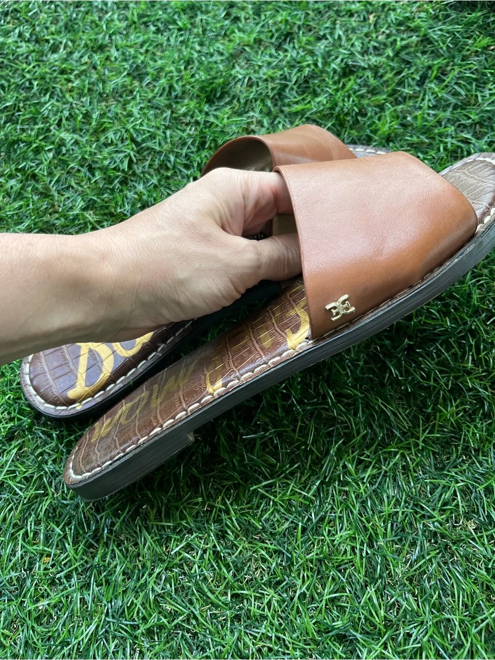 Sam Edelman Tan Leather Slide Sandals - Picture 4 of 8